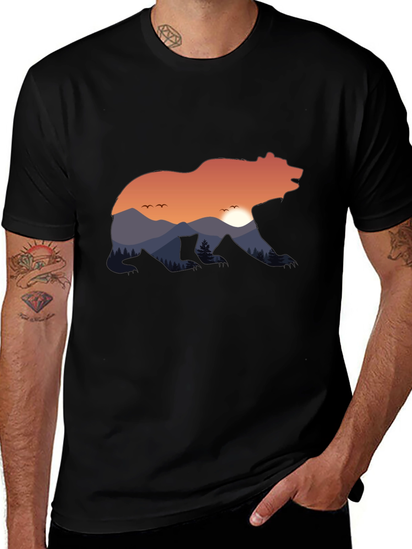 Bear Silhouette Landscape Graphic Tee