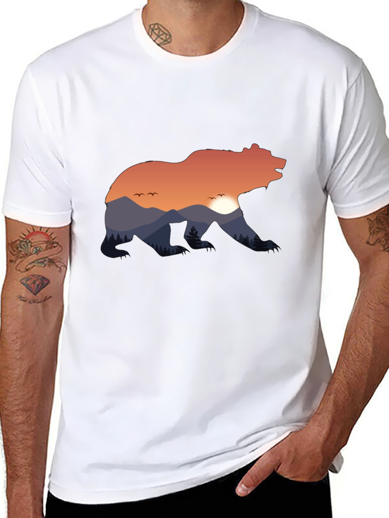 Bear Silhouette Landscape Graphic Tee