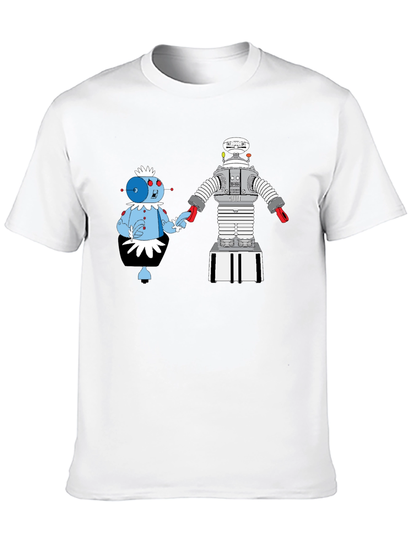 Robot Romance Graphic Tee - Black Cotton T-Shirt