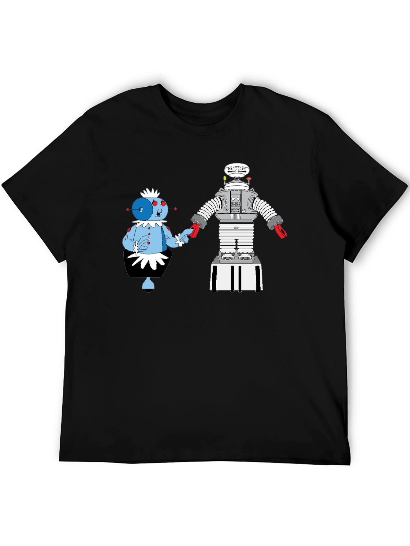 Robot Romance Graphic Tee - Black Cotton T-Shirt