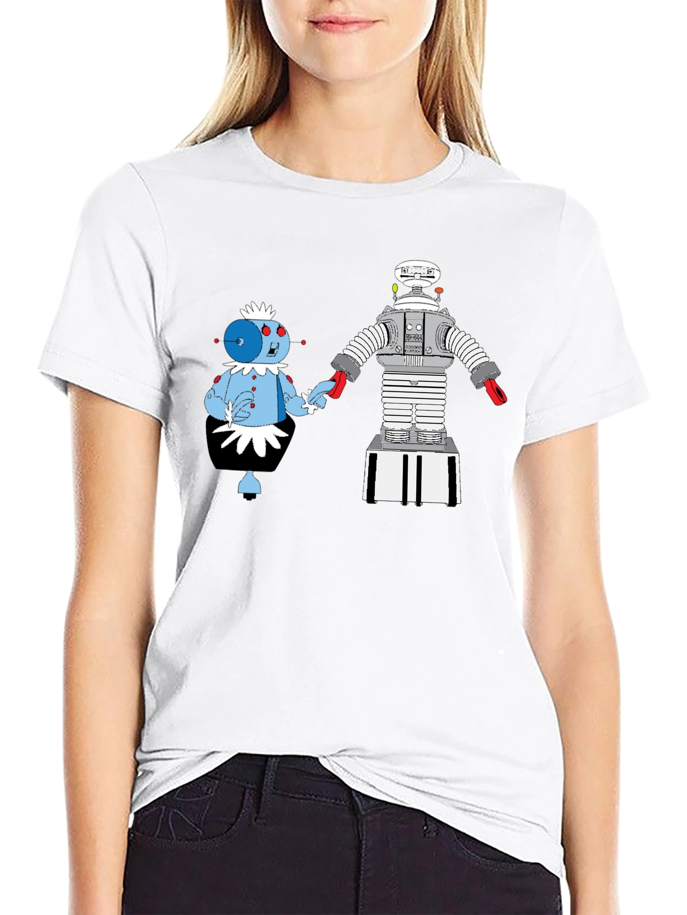 Robot Romance Graphic Tee - Black Cotton T-Shirt