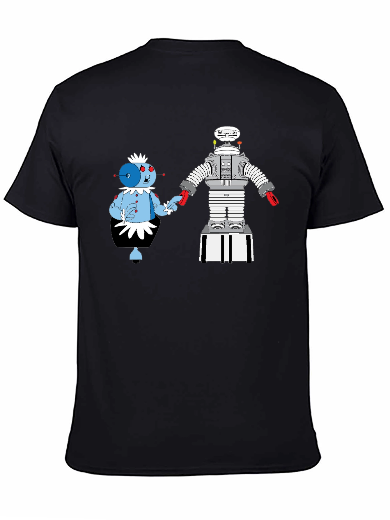 Robot Romance Graphic Tee - Black Cotton T-Shirt