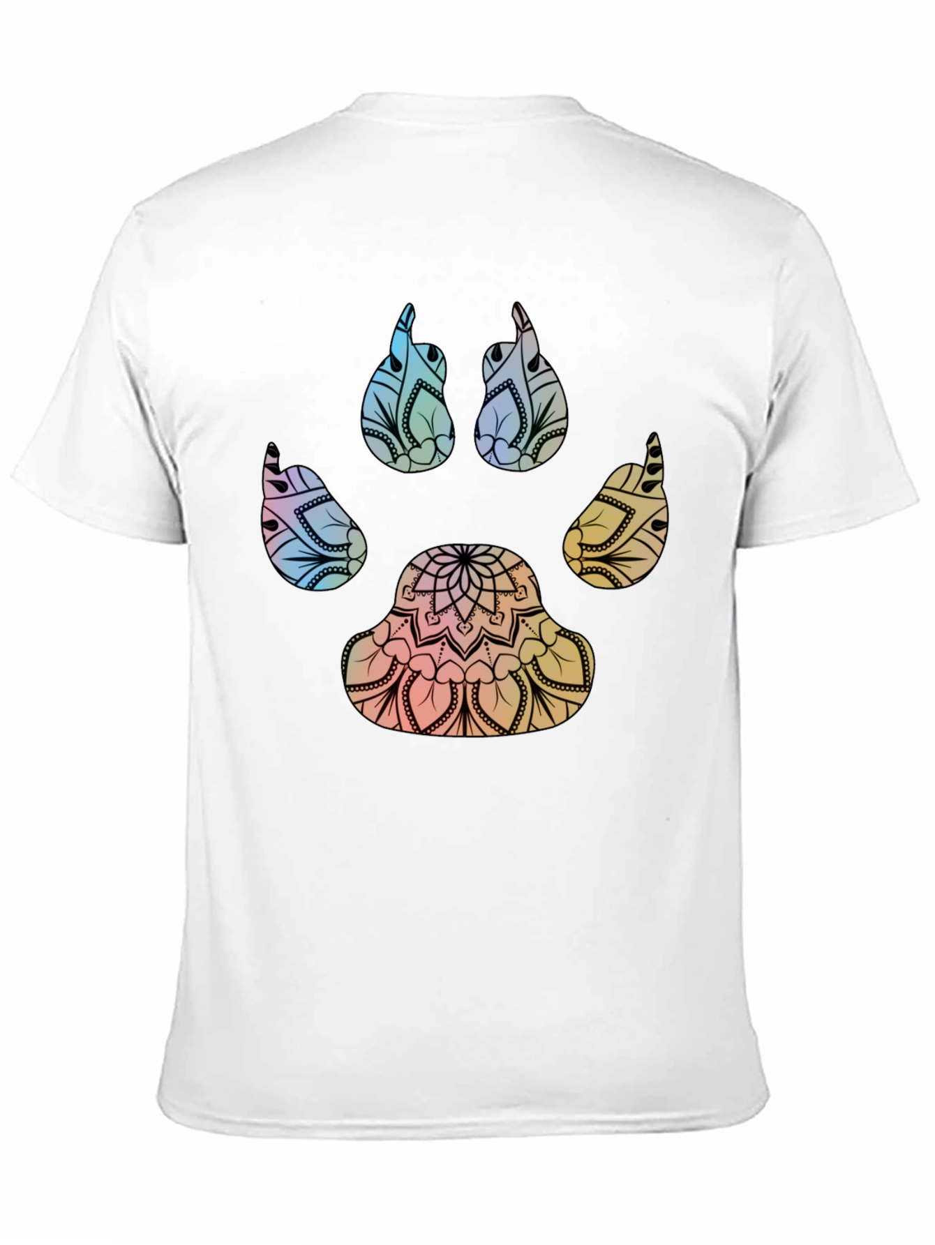 Mandala Paw Print T-Shirt - Black