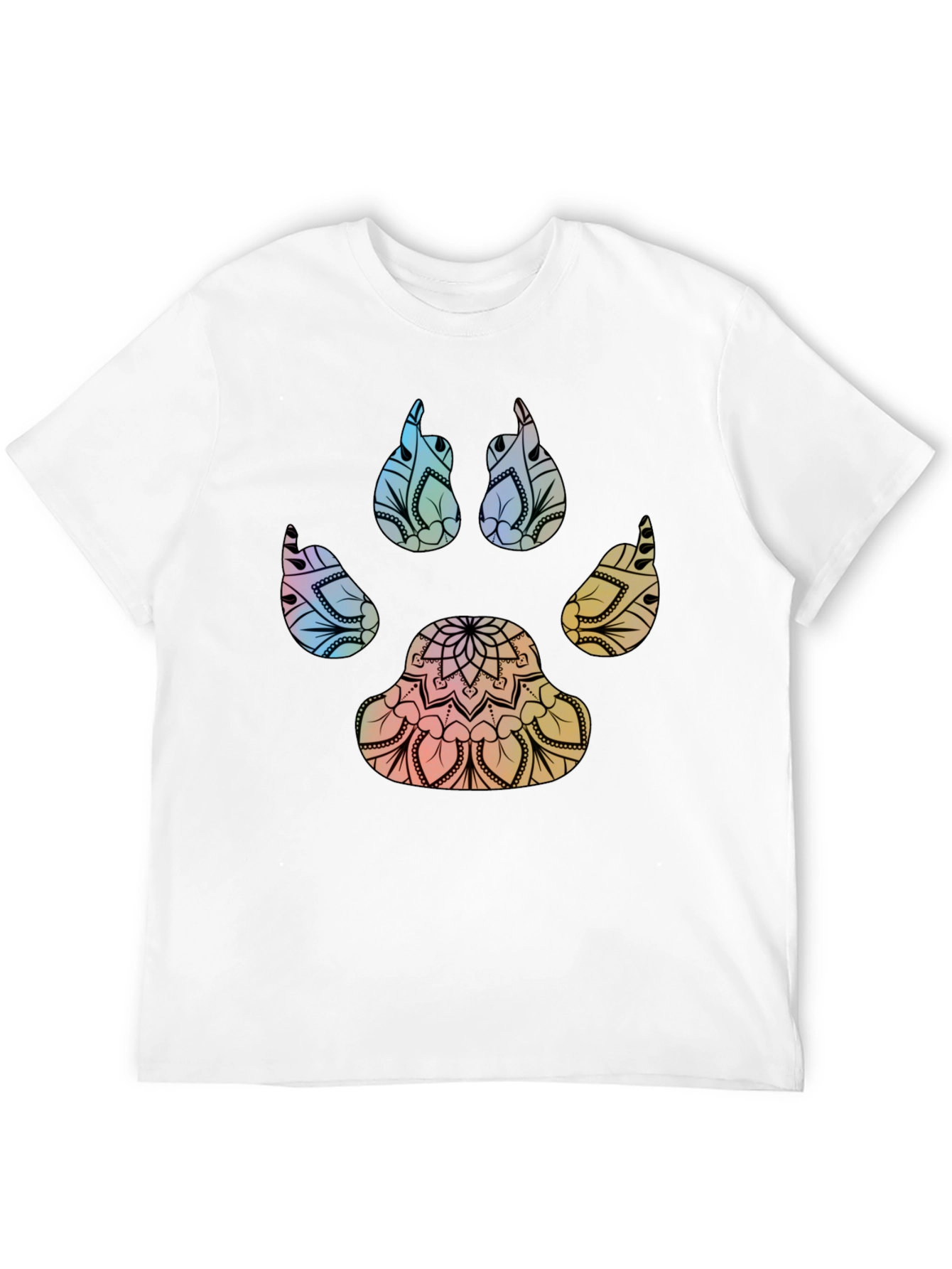 Mandala Paw Print T-Shirt - Black