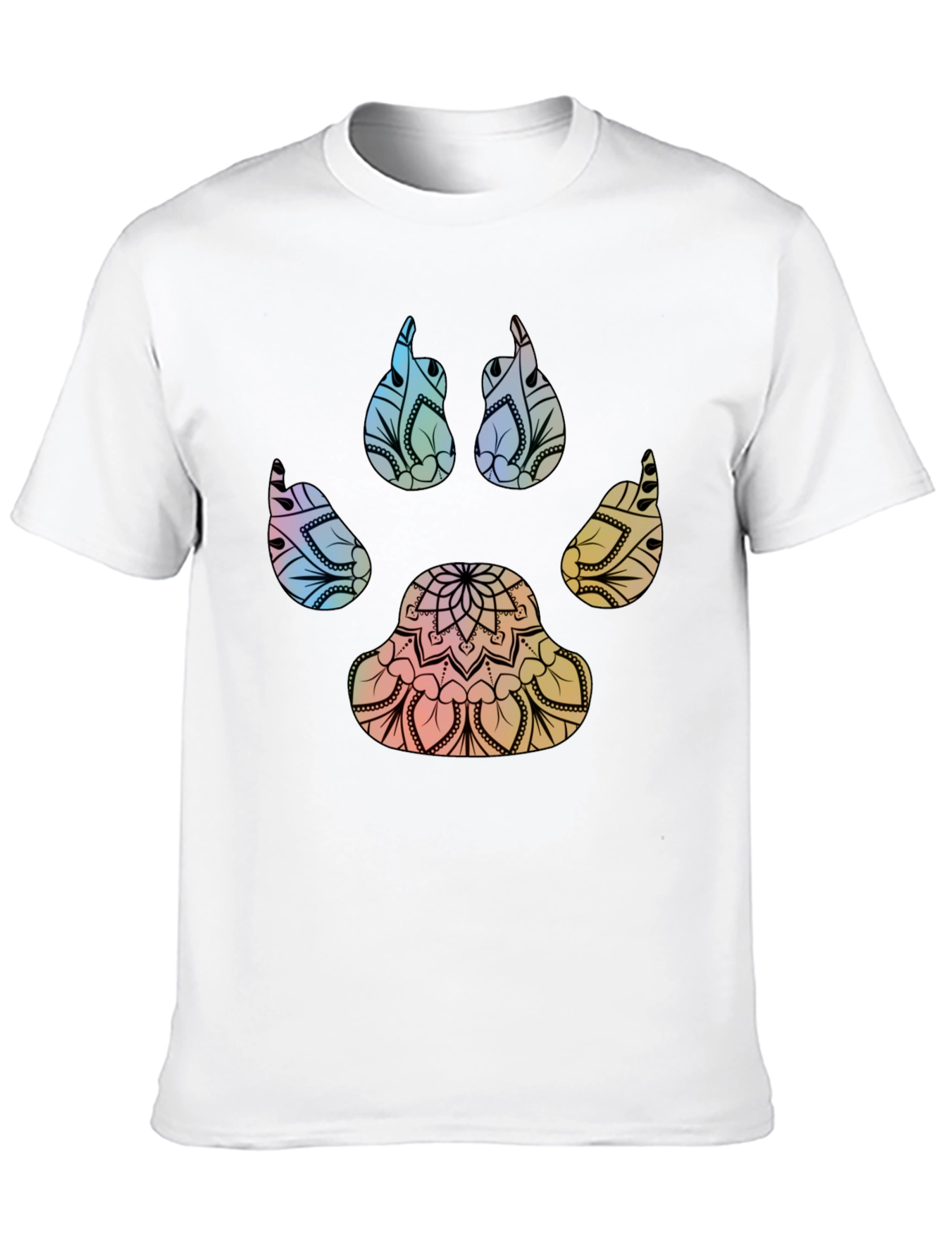 Mandala Paw Print T-Shirt - Black