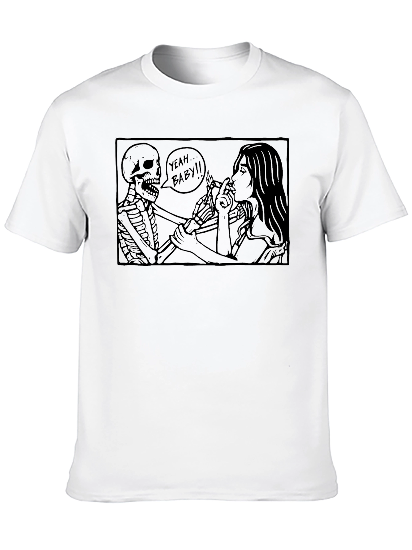 Skeleton Smoking T-Shirt - Yeah Baby!