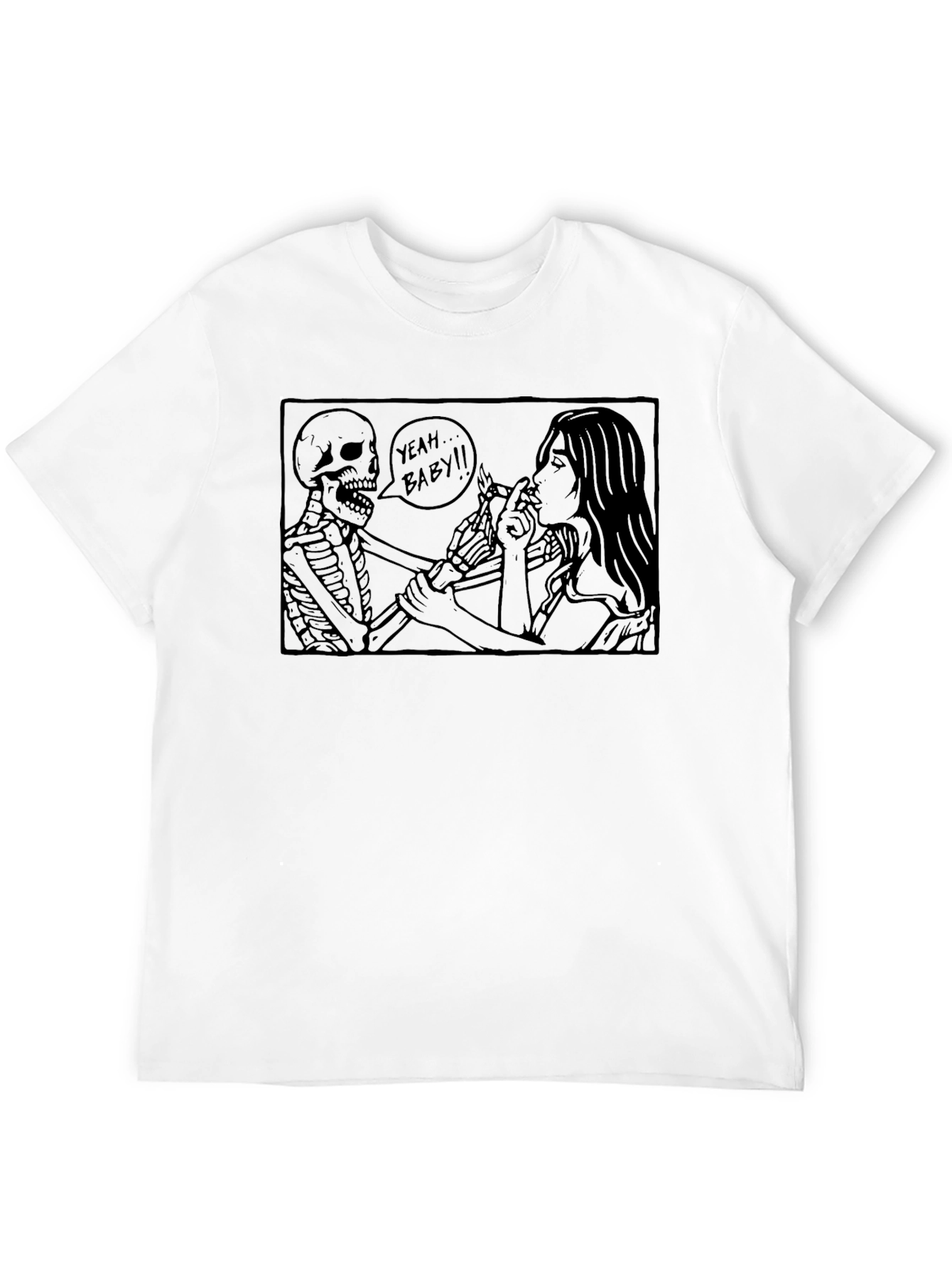 Skeleton Smoking T-Shirt - Yeah Baby!