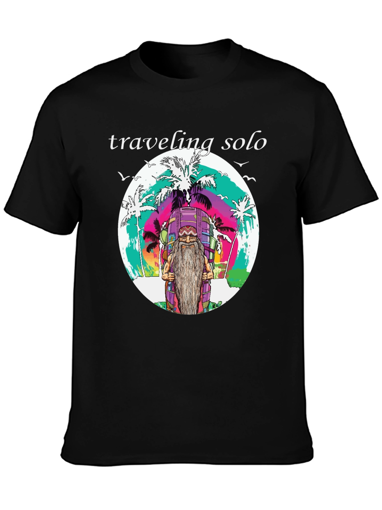 Traveling Solo Graphic T-Shirt - Black