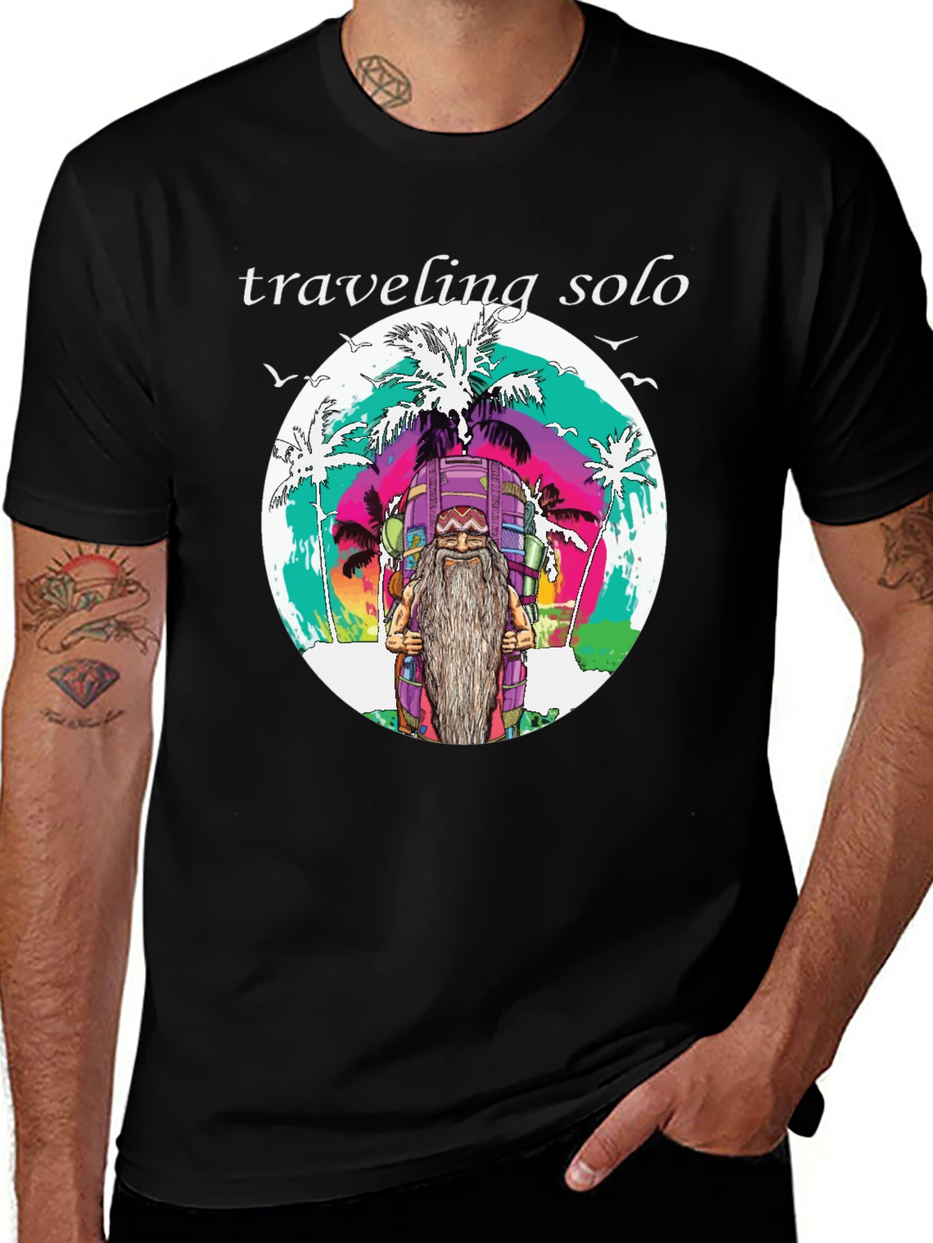 Traveling Solo Graphic T-Shirt - Black