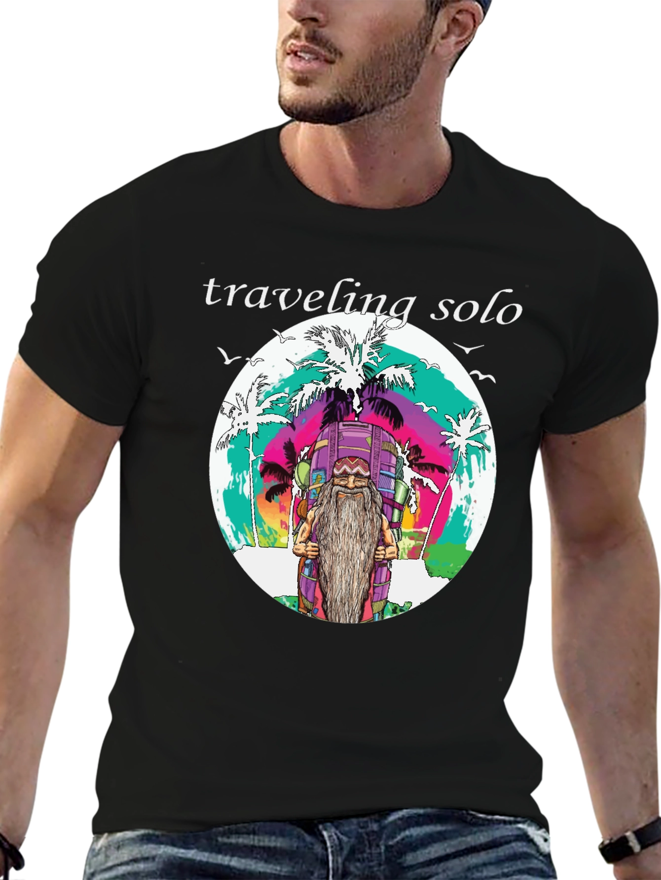 Traveling Solo Graphic T-Shirt - Black