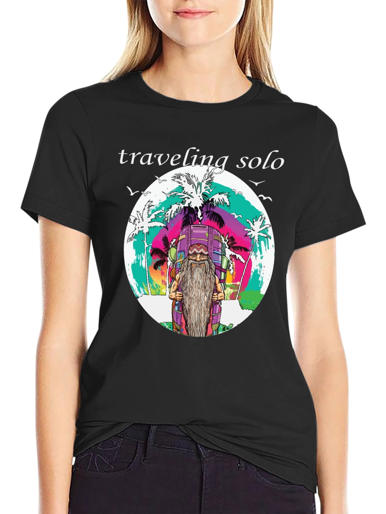 Traveling Solo Graphic T-Shirt - Black