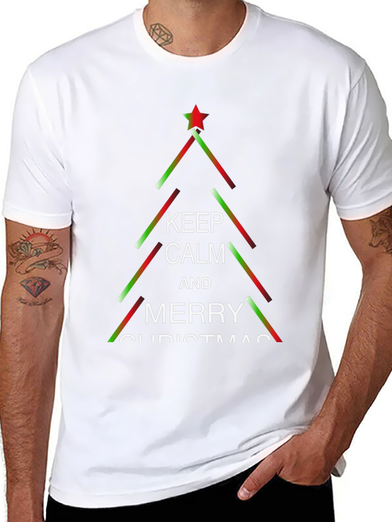 Keep Calm & Merry Christmas Tree Graphic Tee
