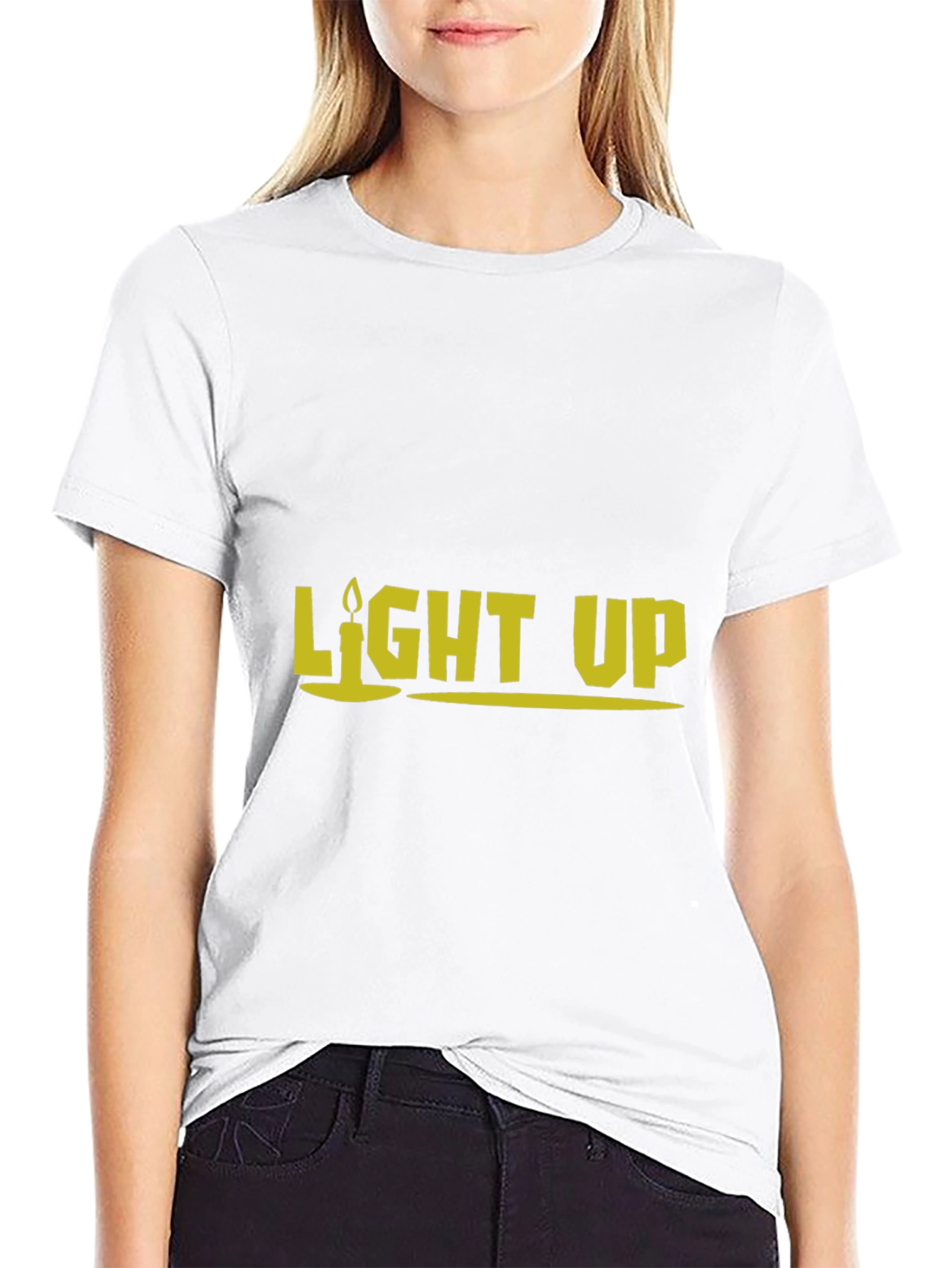 Light Up Graphic Tee - Black Cotton T-Shirt