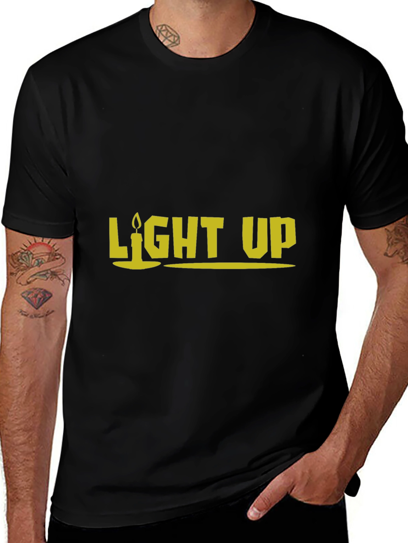 Light Up Graphic Tee - Black Cotton T-Shirt