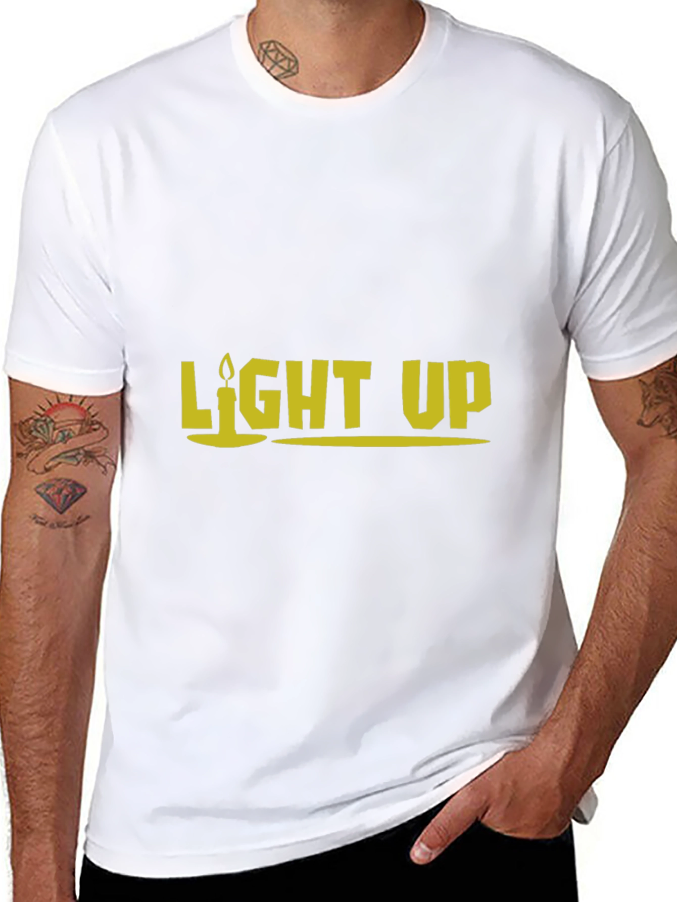 Light Up Graphic Tee - Black Cotton T-Shirt