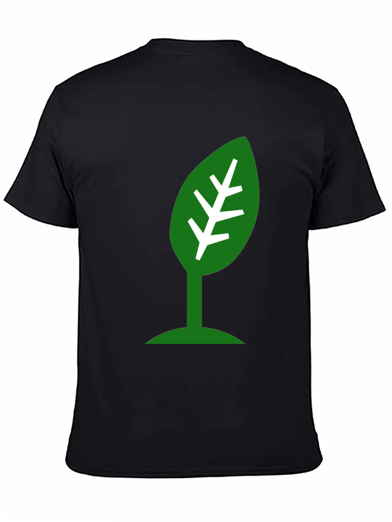 Eco-Friendly Leaf Design Black T-Shirt