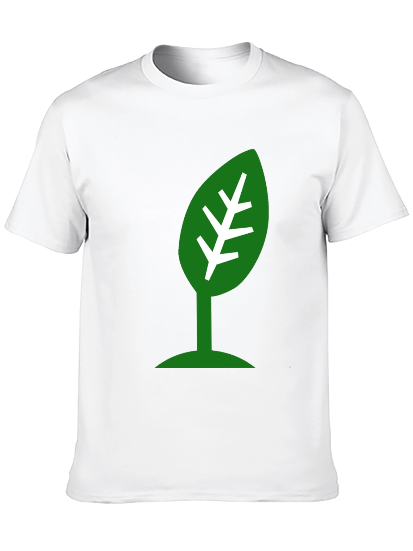 Eco-Friendly Leaf Design Black T-Shirt