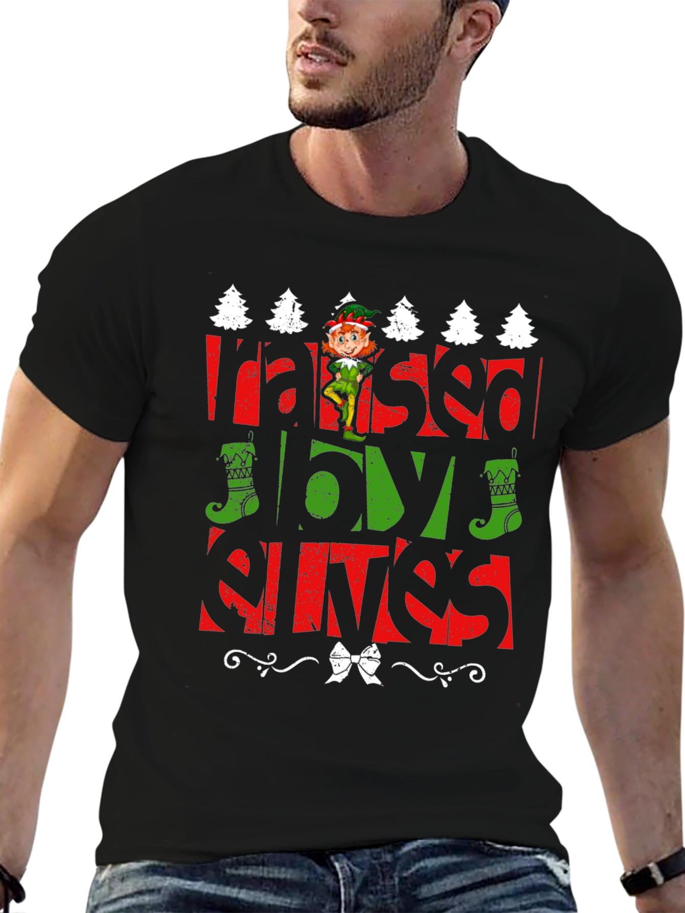 Raised By Elves Christmas T-Shirt