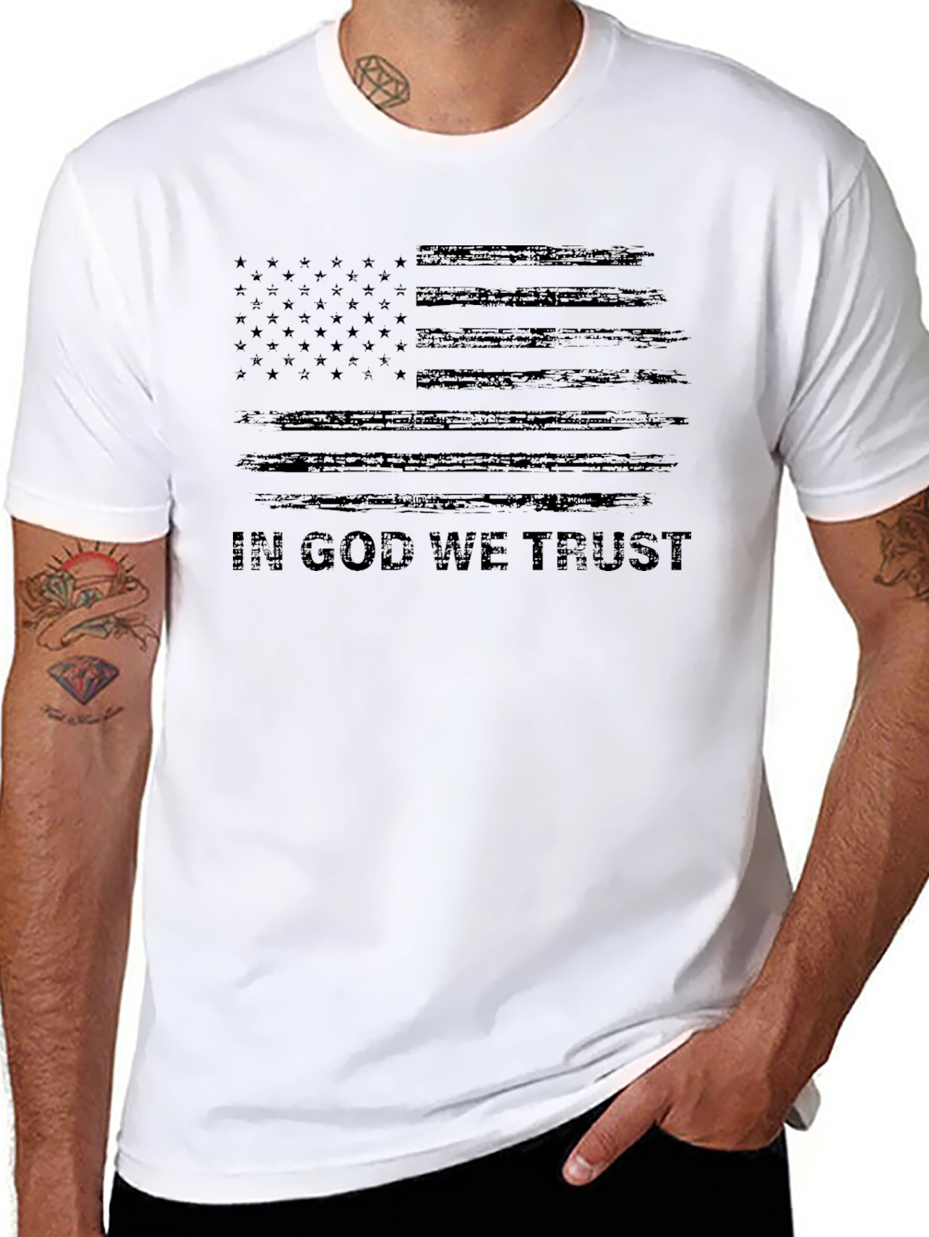 Distressed American Flag In God We Trust T-Shirt