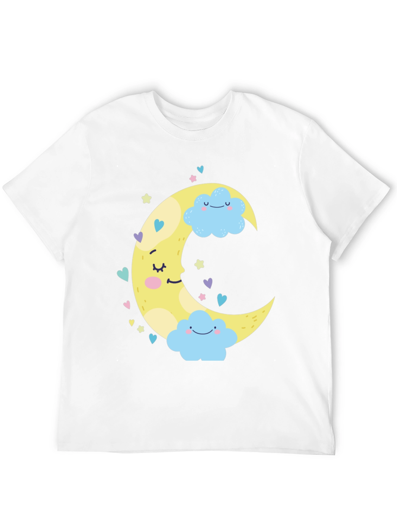Cute Moon & Clouds Graphic Tee - Black