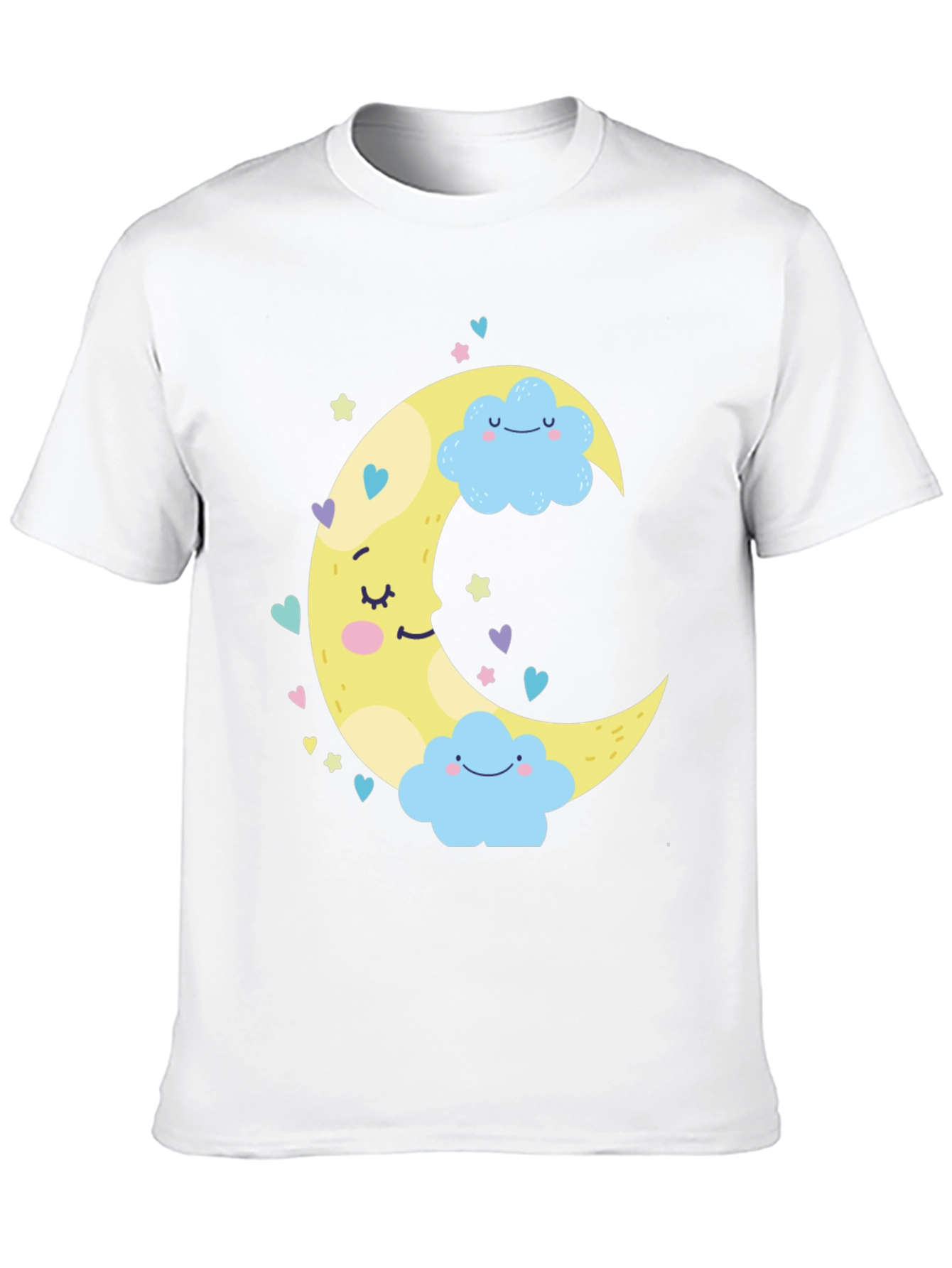 Cute Moon & Clouds Graphic Tee - Black
