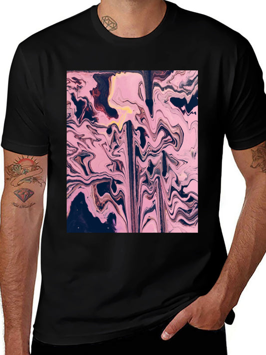 Abstract Pink Marble Graphic T-Shirt - Modern Art Tee