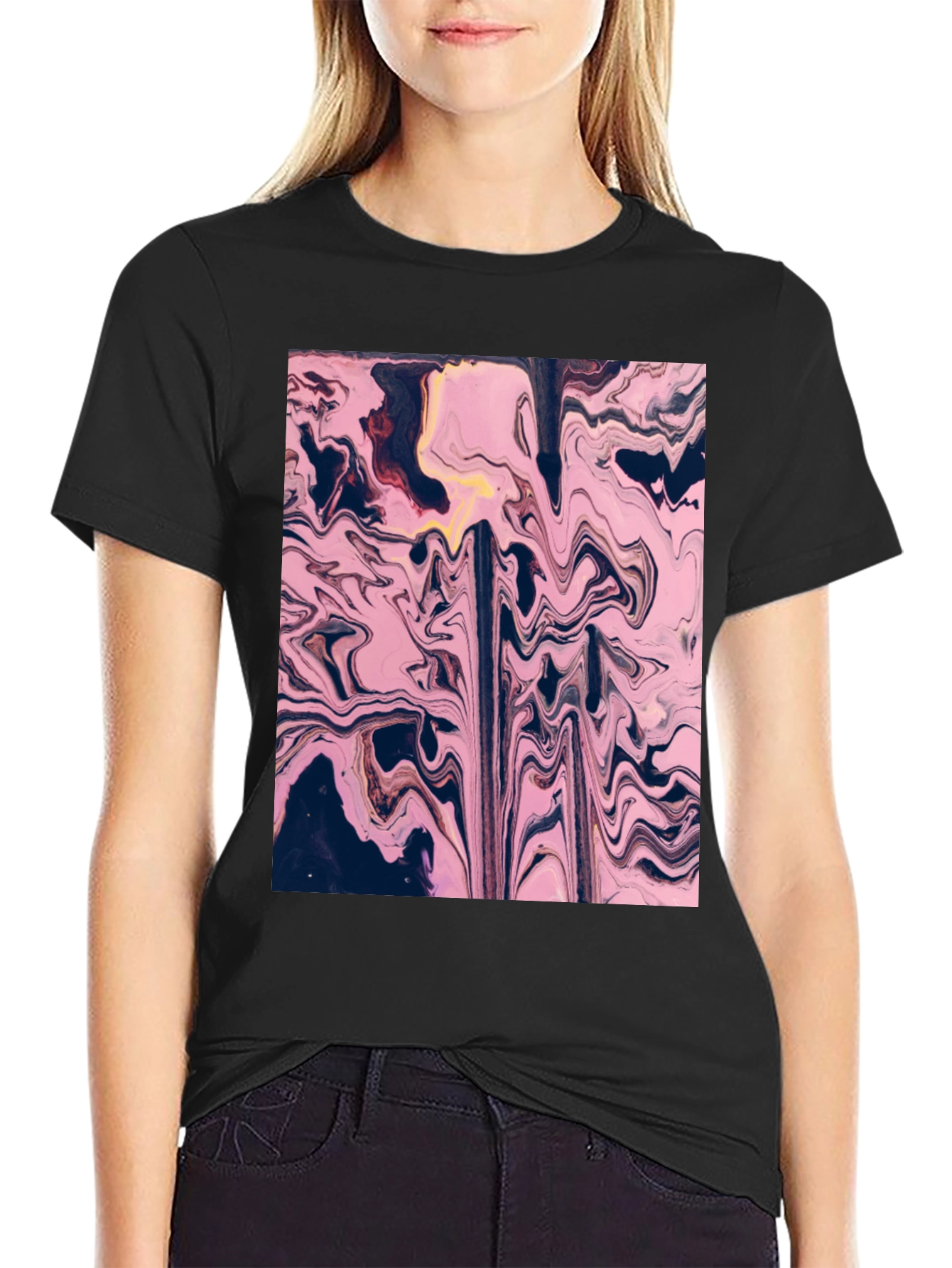 Abstract Pink Marble Graphic T-Shirt - Modern Art Tee