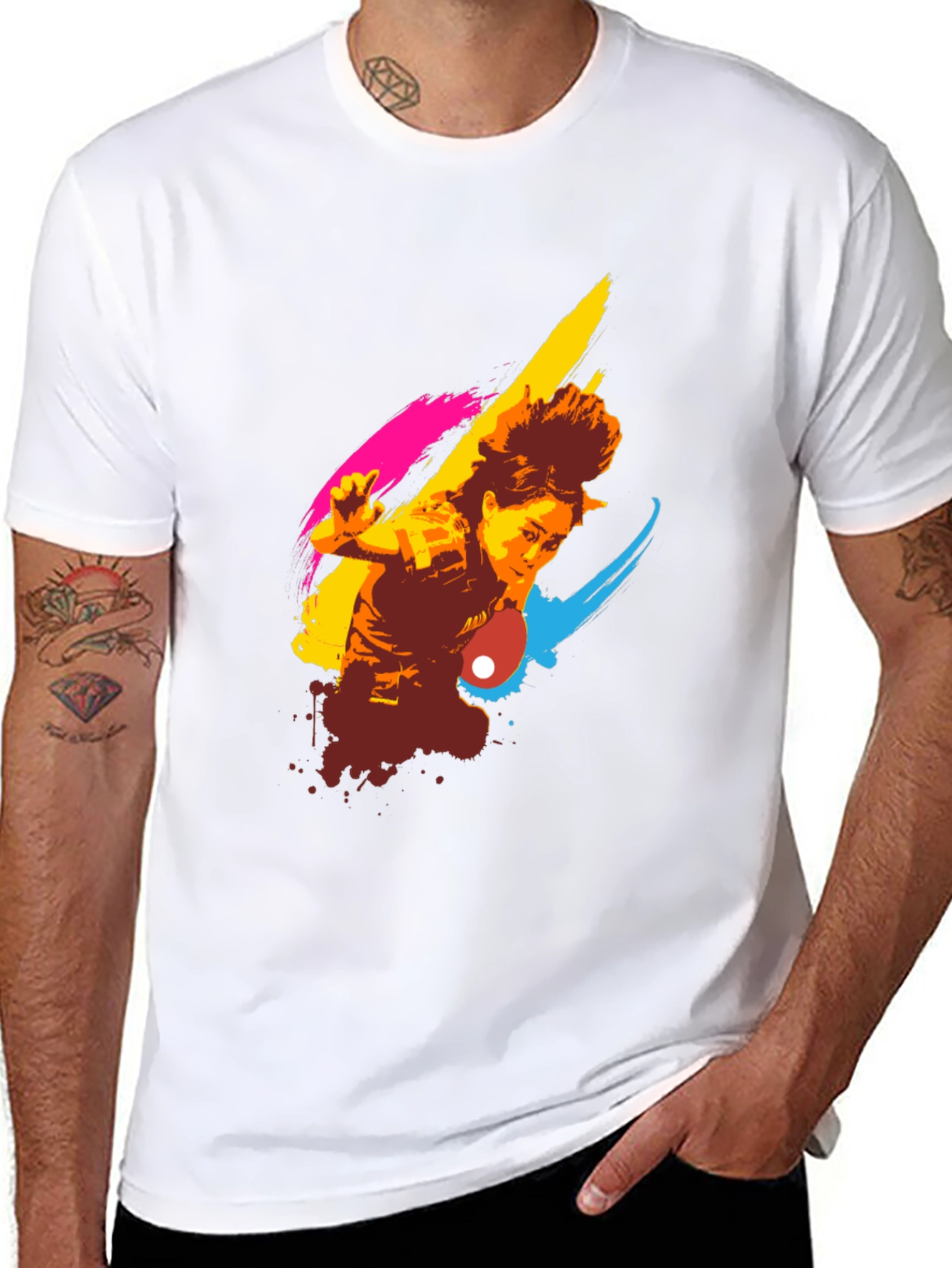 Artistic Table Tennis Player Graphic Tee