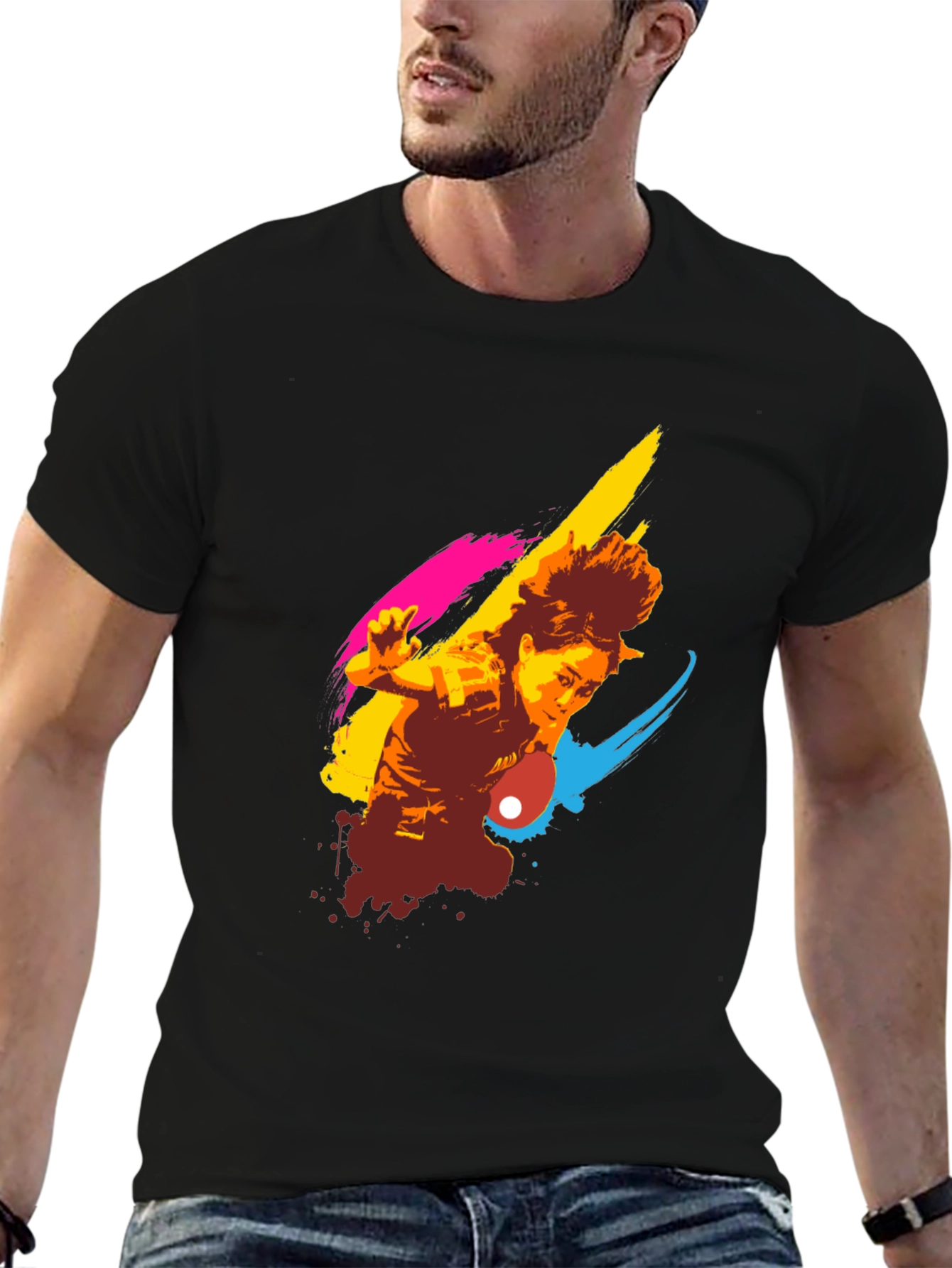 Artistic Table Tennis Player Graphic Tee