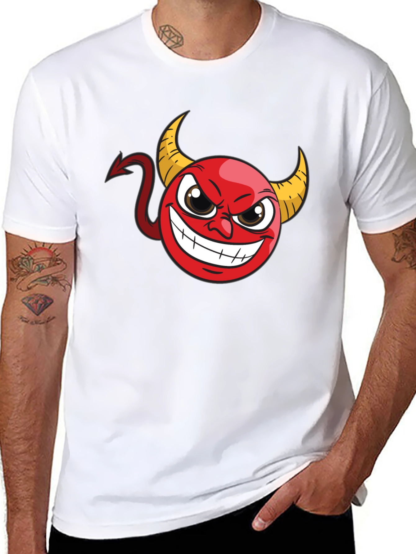Devil Cartoon Graphic Black T-Shirt