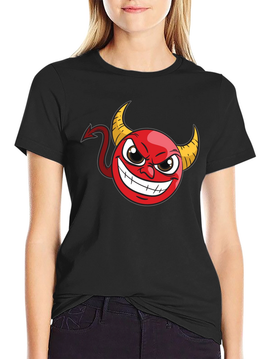 Devil Cartoon Graphic Black T-Shirt