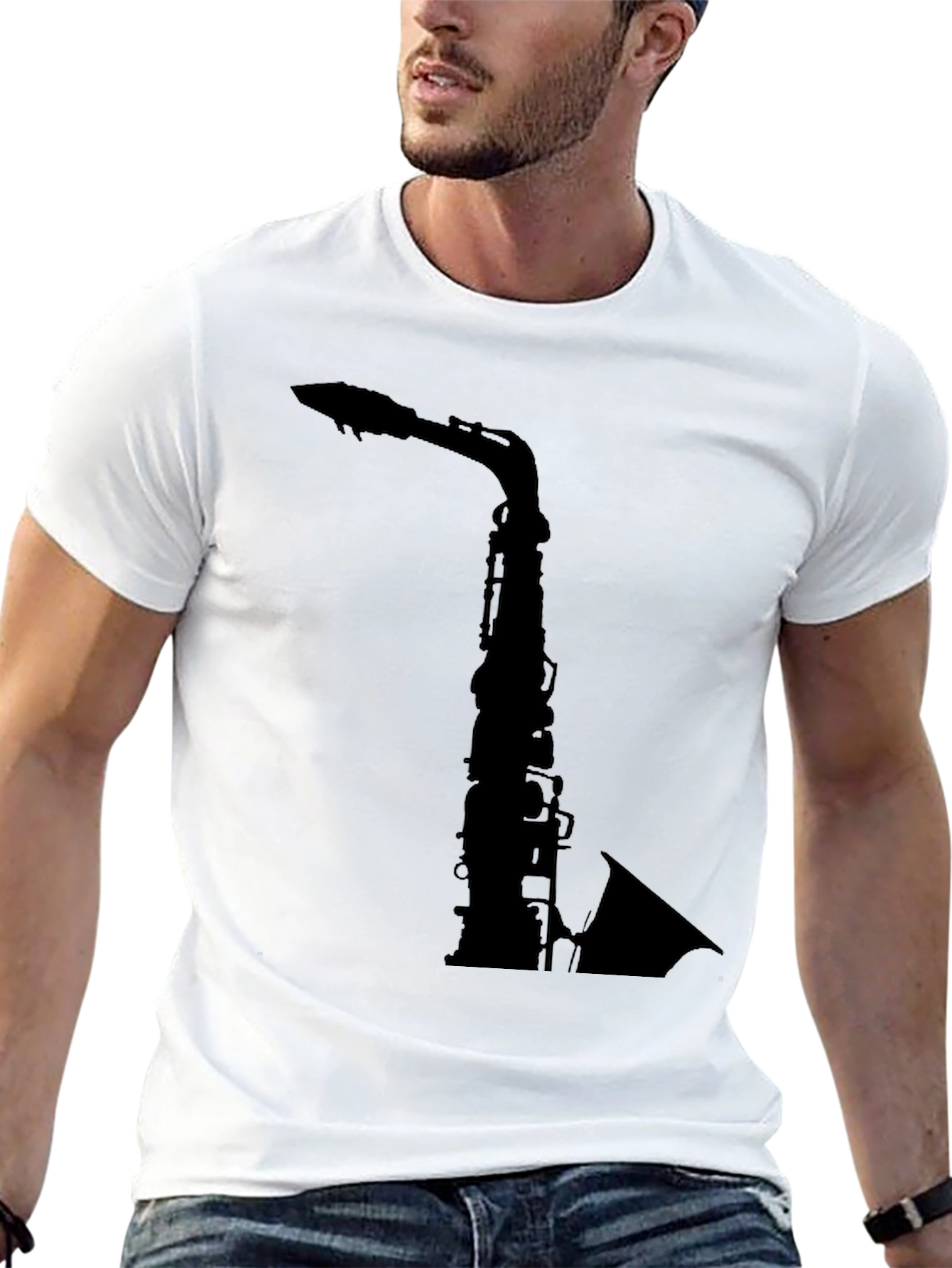 Saxophone Silhouette T-Shirt - Cool Music Tee