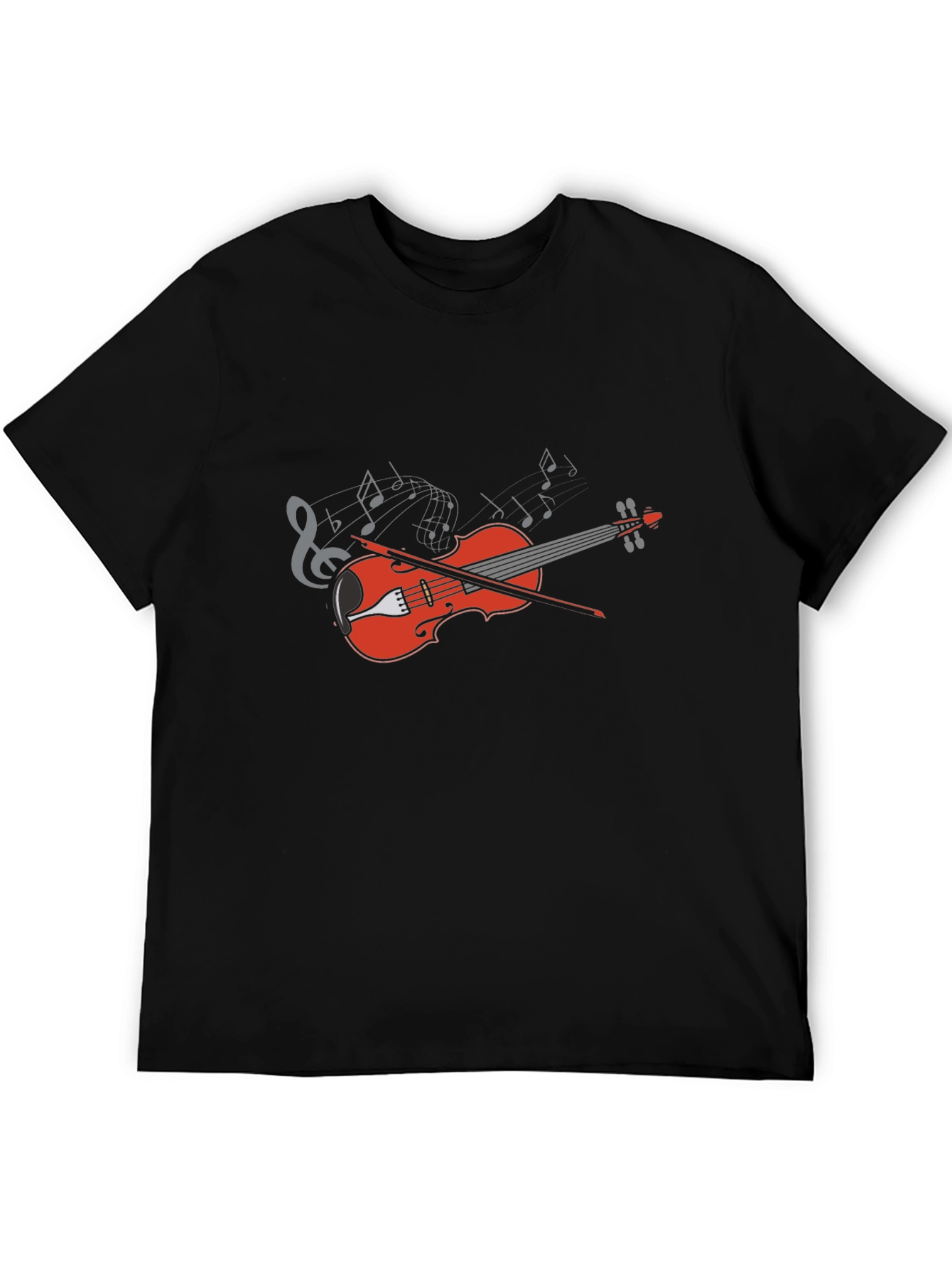 Musical Violin Graphic Black Tee Shirt