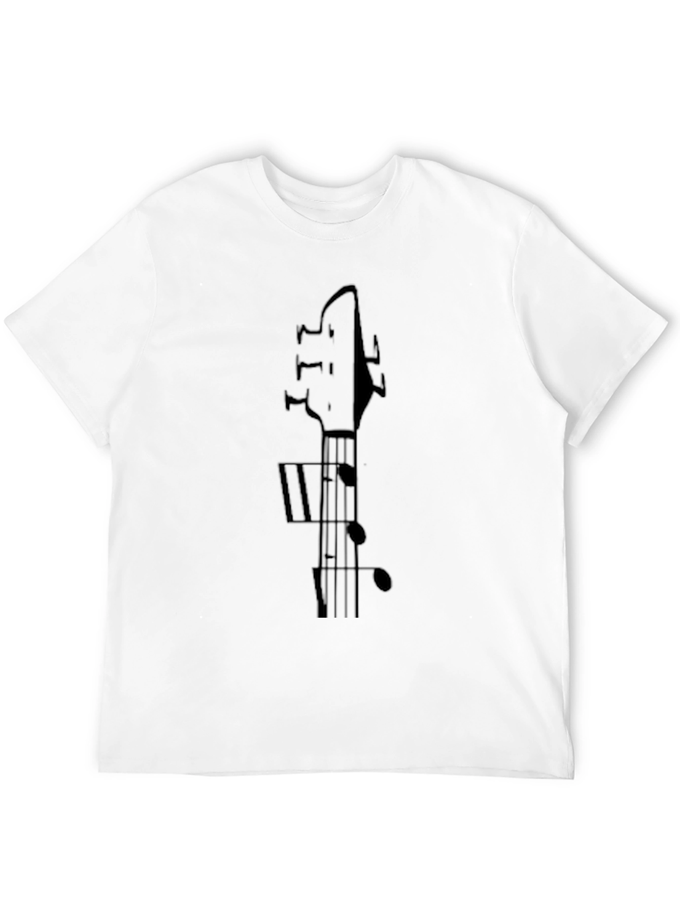 Guitar Headstock & Music Note Black Graphic Tee