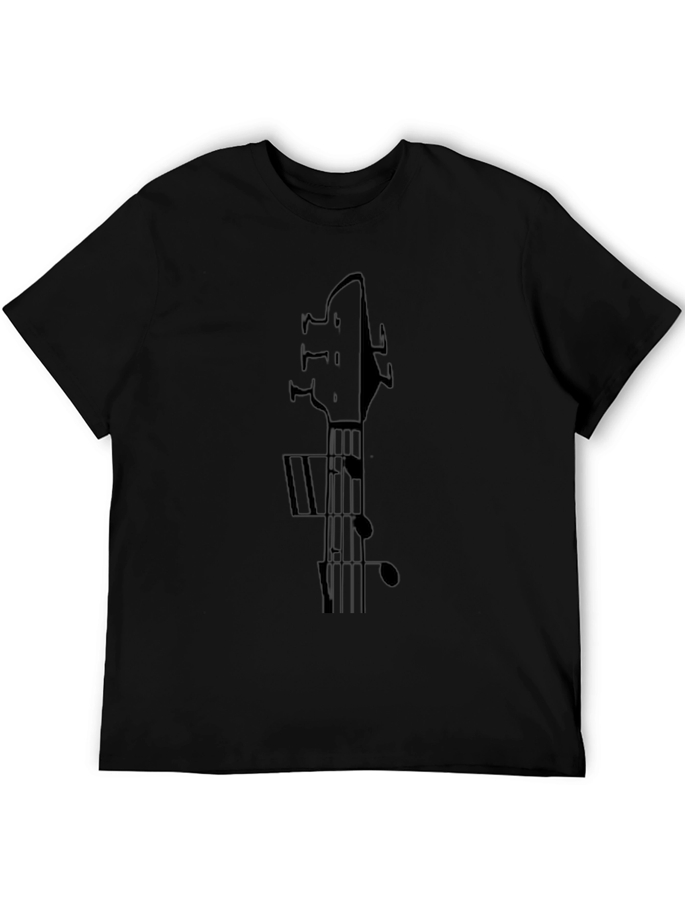 Guitar Headstock & Music Note Black Graphic Tee