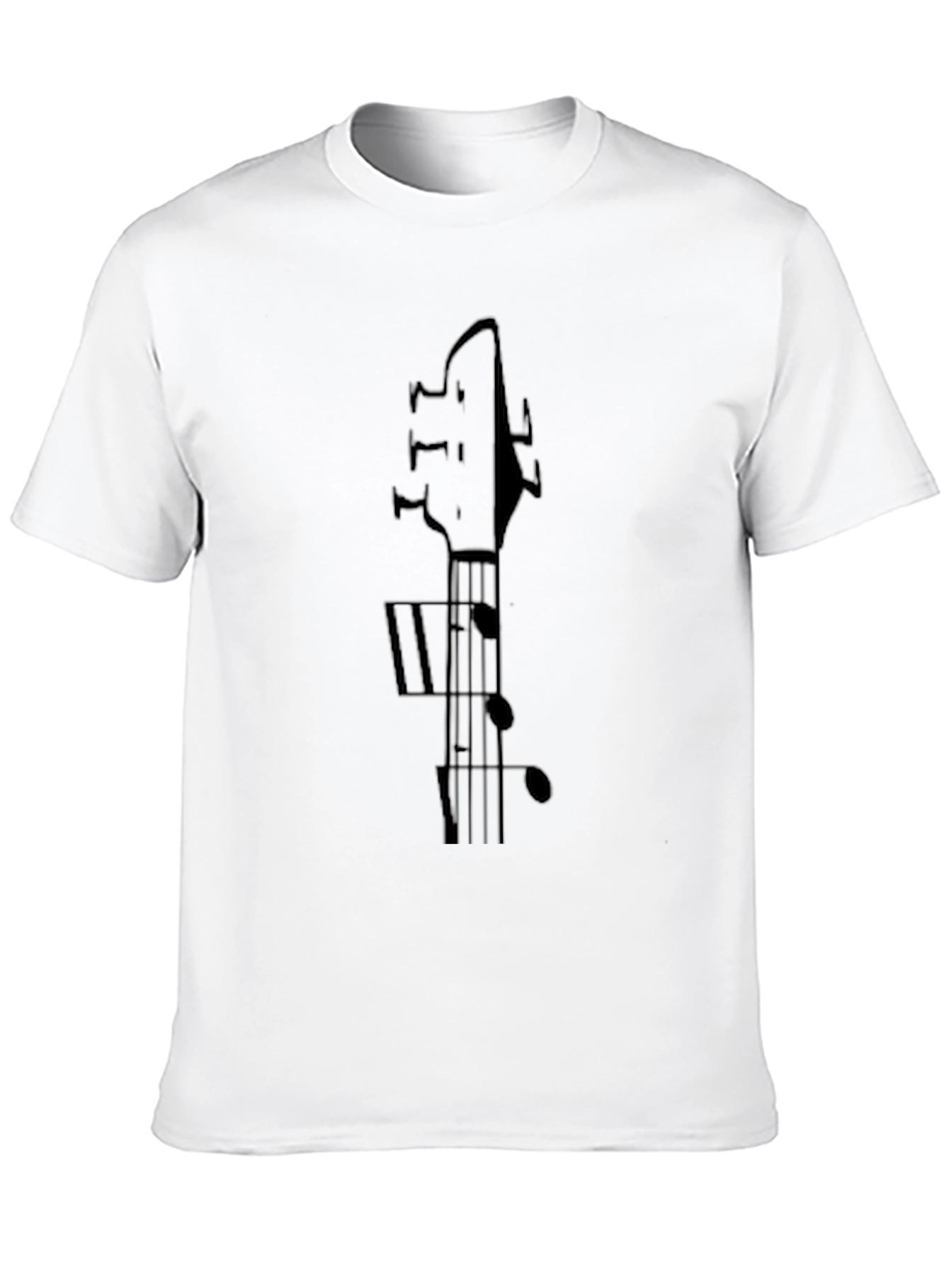 Guitar Headstock & Music Note Black Graphic Tee