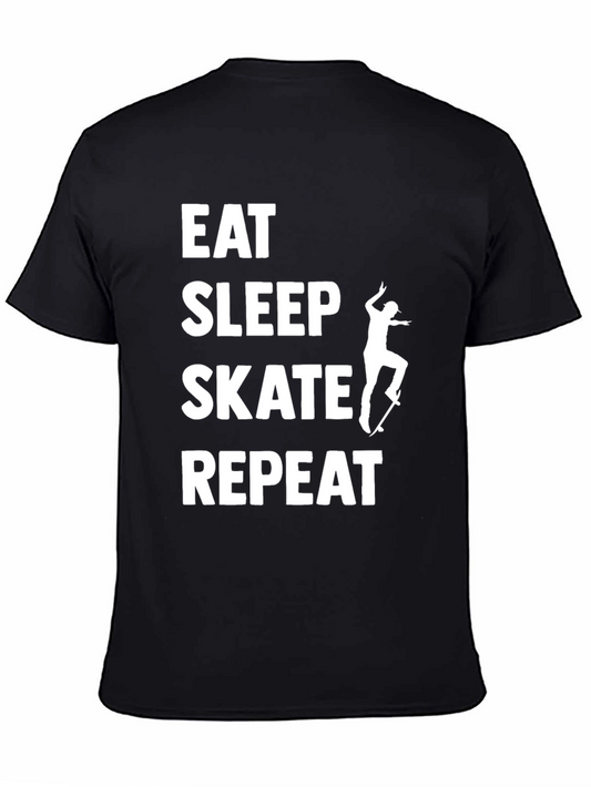 Eat Sleep Skate Repeat T-Shirt - Black Cotton Tee