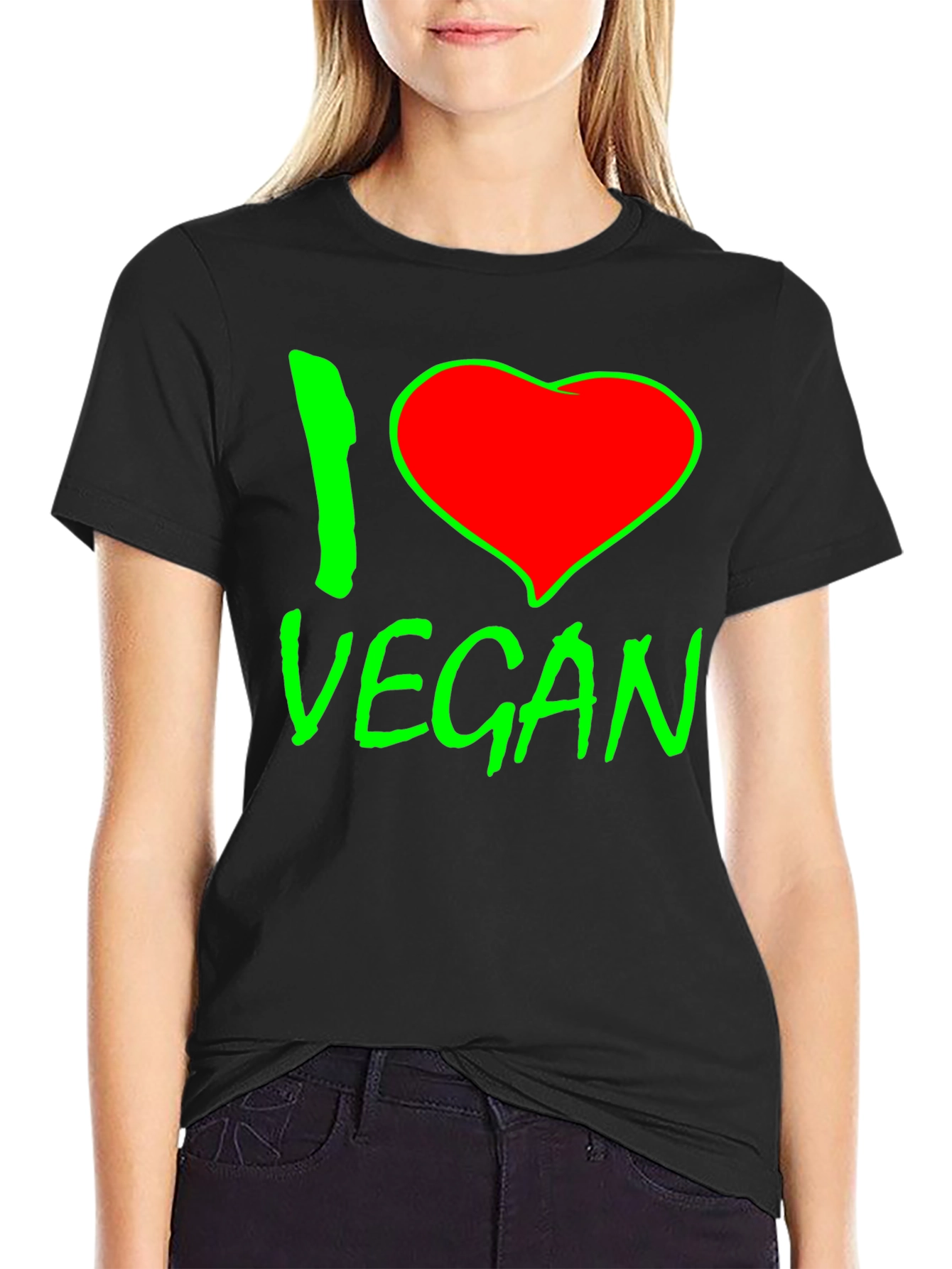 I Heart Vegan Graphic Tee - Black