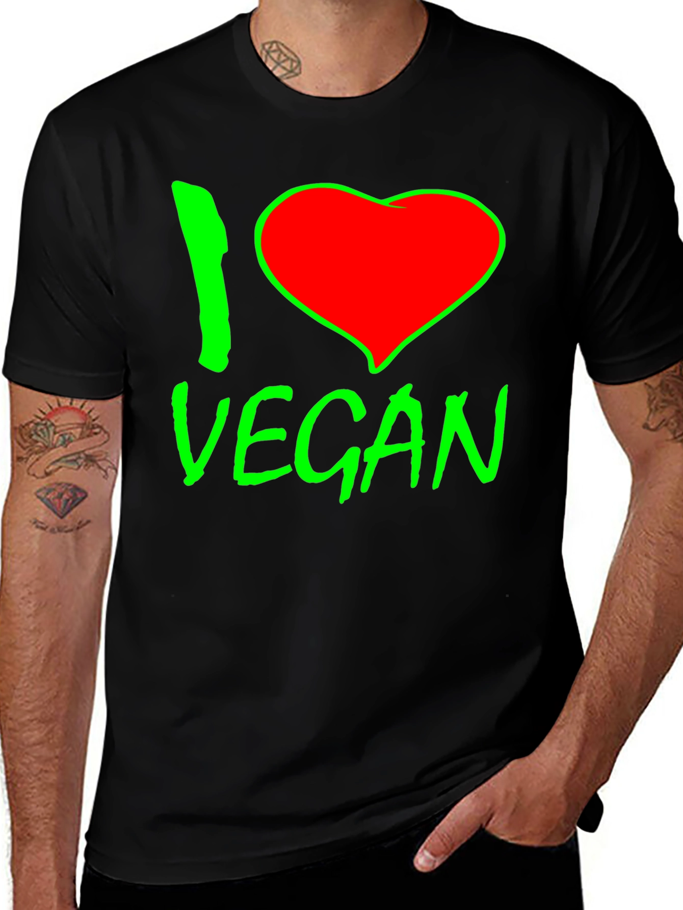 I Heart Vegan Graphic Tee - Black