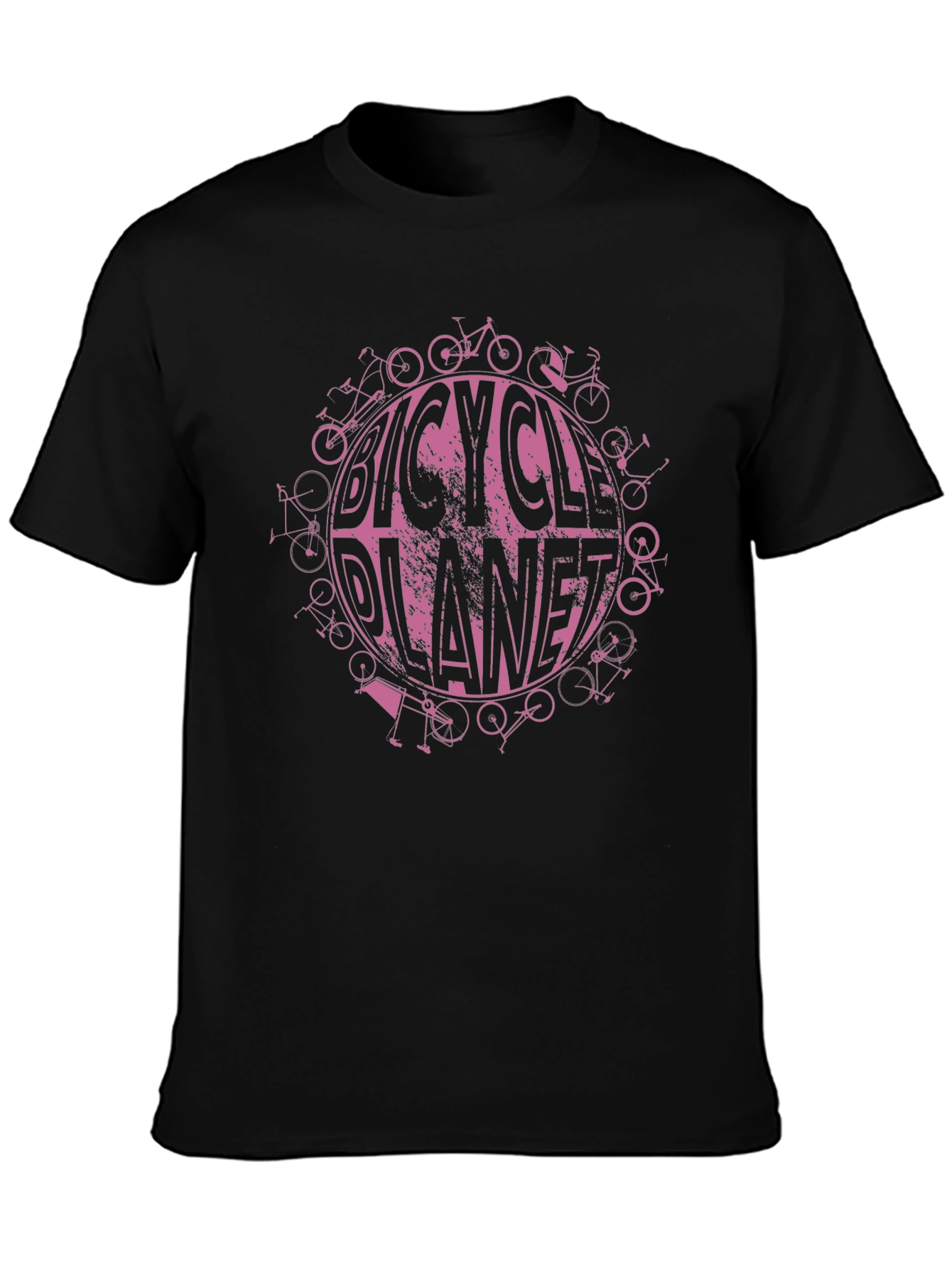 Bicycle Planet Graphic Tee - Black Cotton T-Shirt