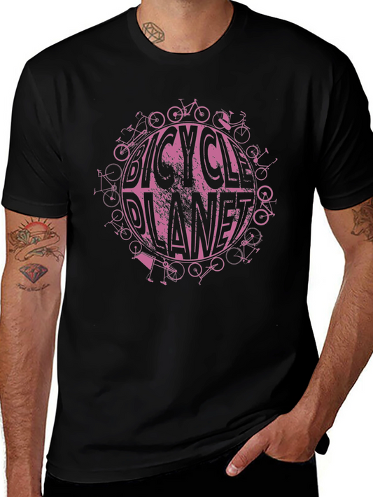 Bicycle Planet Graphic Tee - Black Cotton T-Shirt