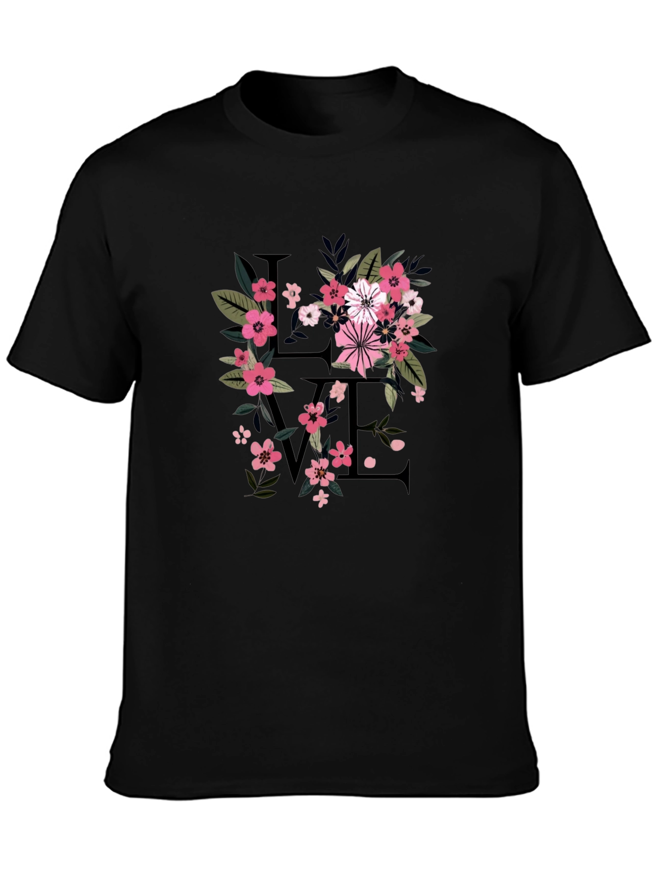 Floral Love Black T-Shirt