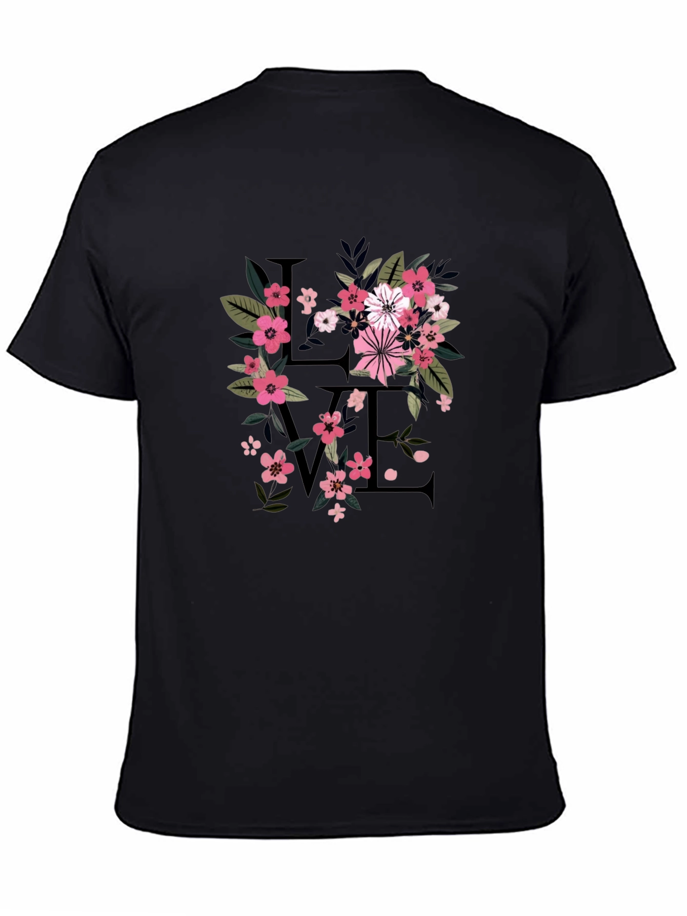 Floral Love Black T-Shirt