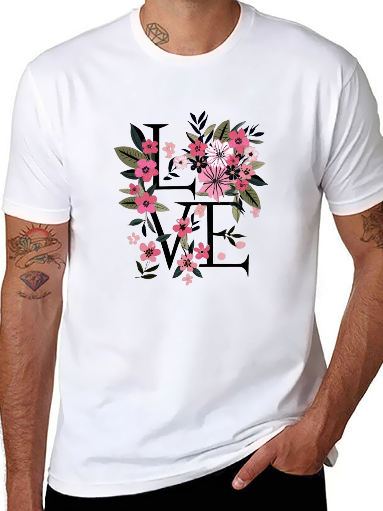 Floral Love Black T-Shirt