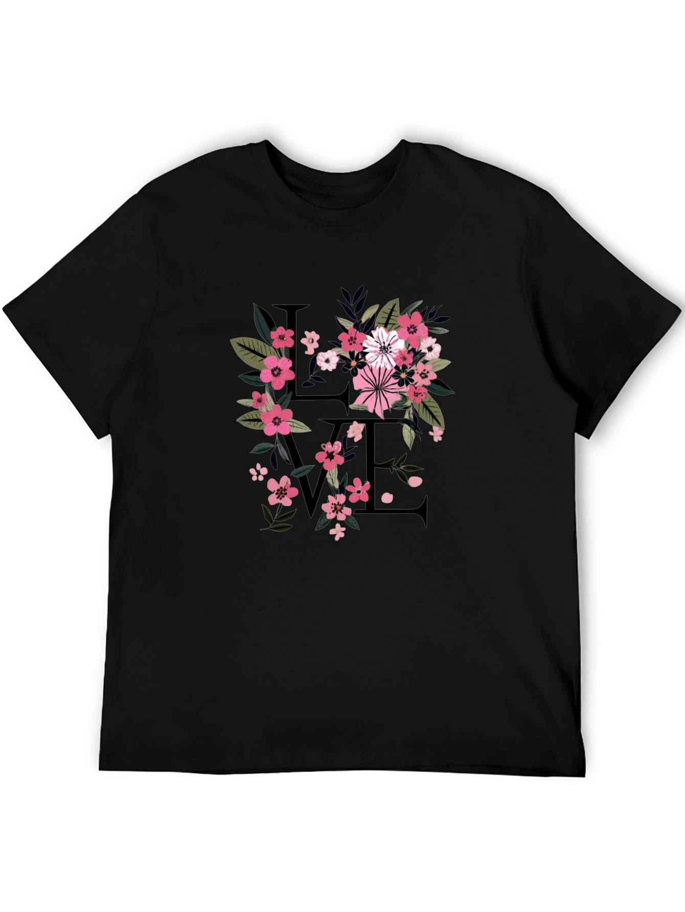 Floral Love Black T-Shirt