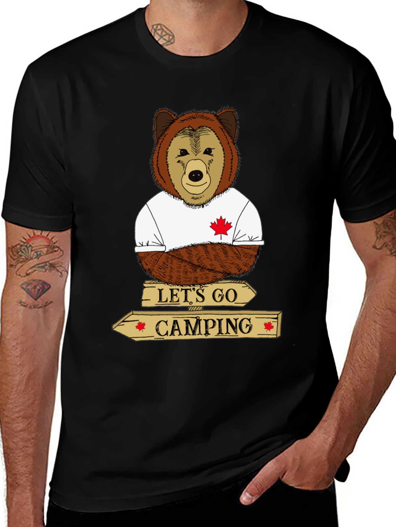 Lets Go Camping Bear Graphic Tee