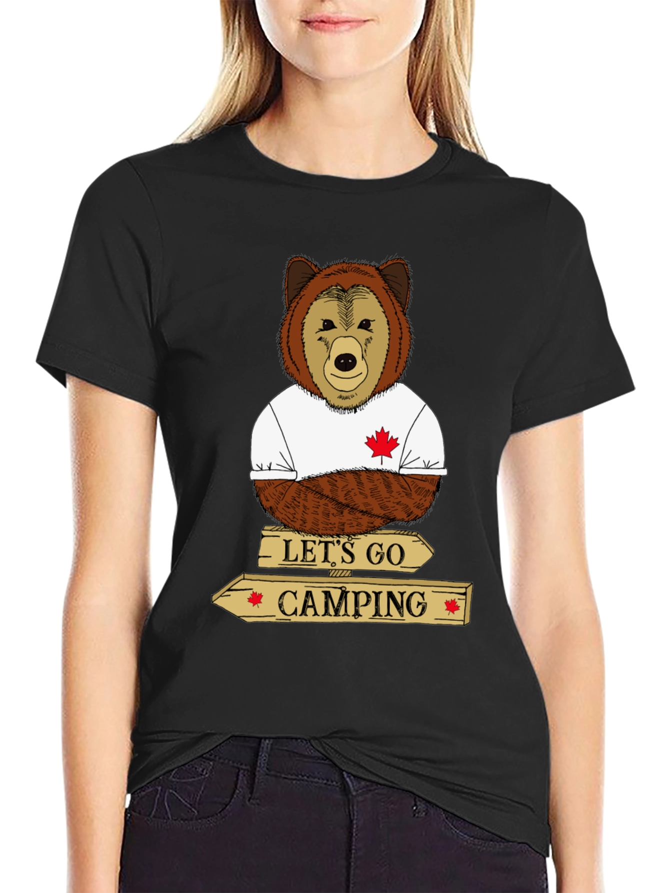 Lets Go Camping Bear Graphic Tee