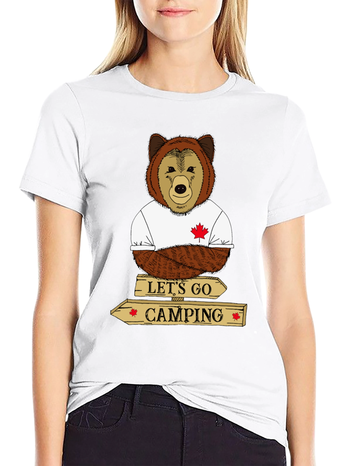 Lets Go Camping Bear Graphic Tee