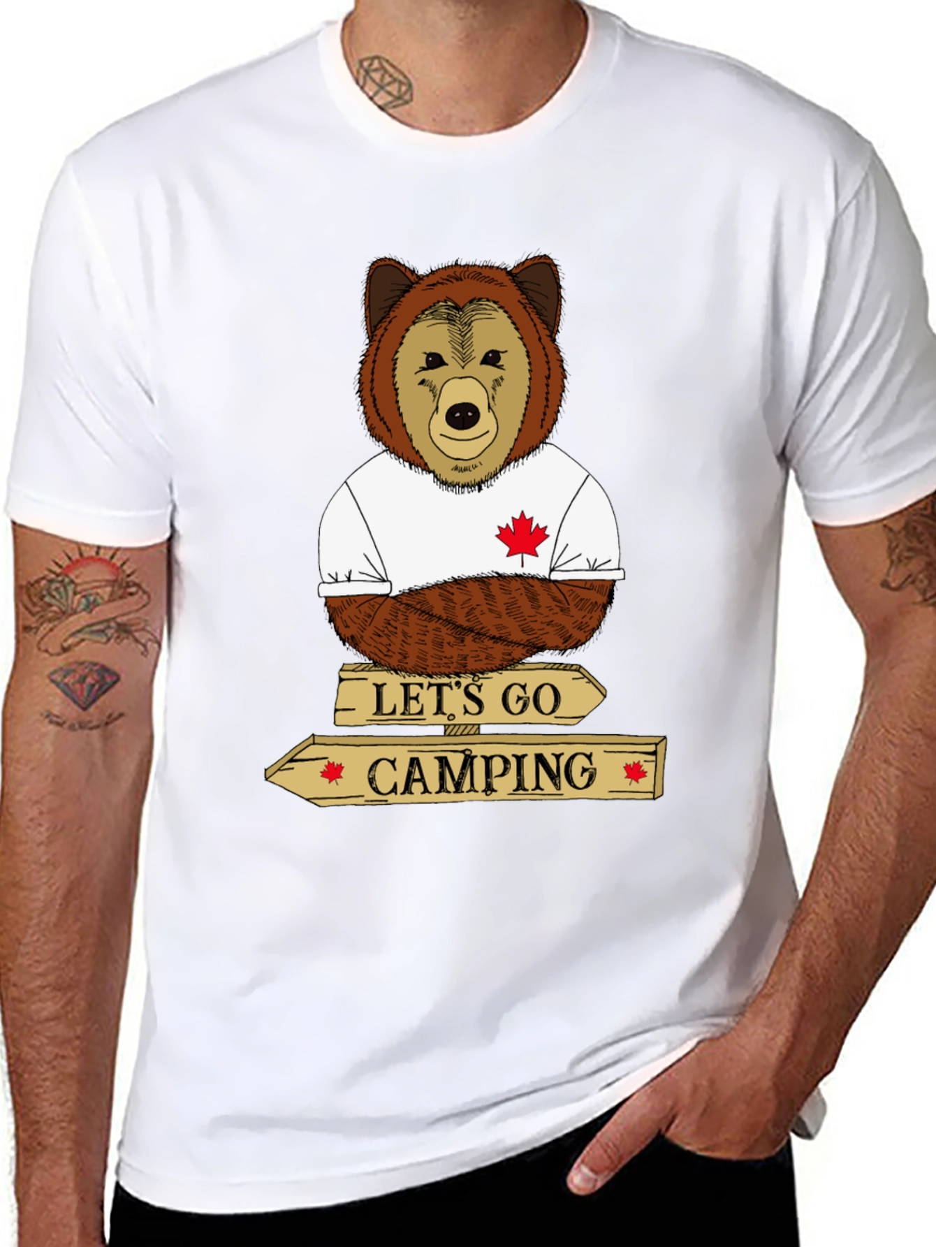 Lets Go Camping Bear Graphic Tee