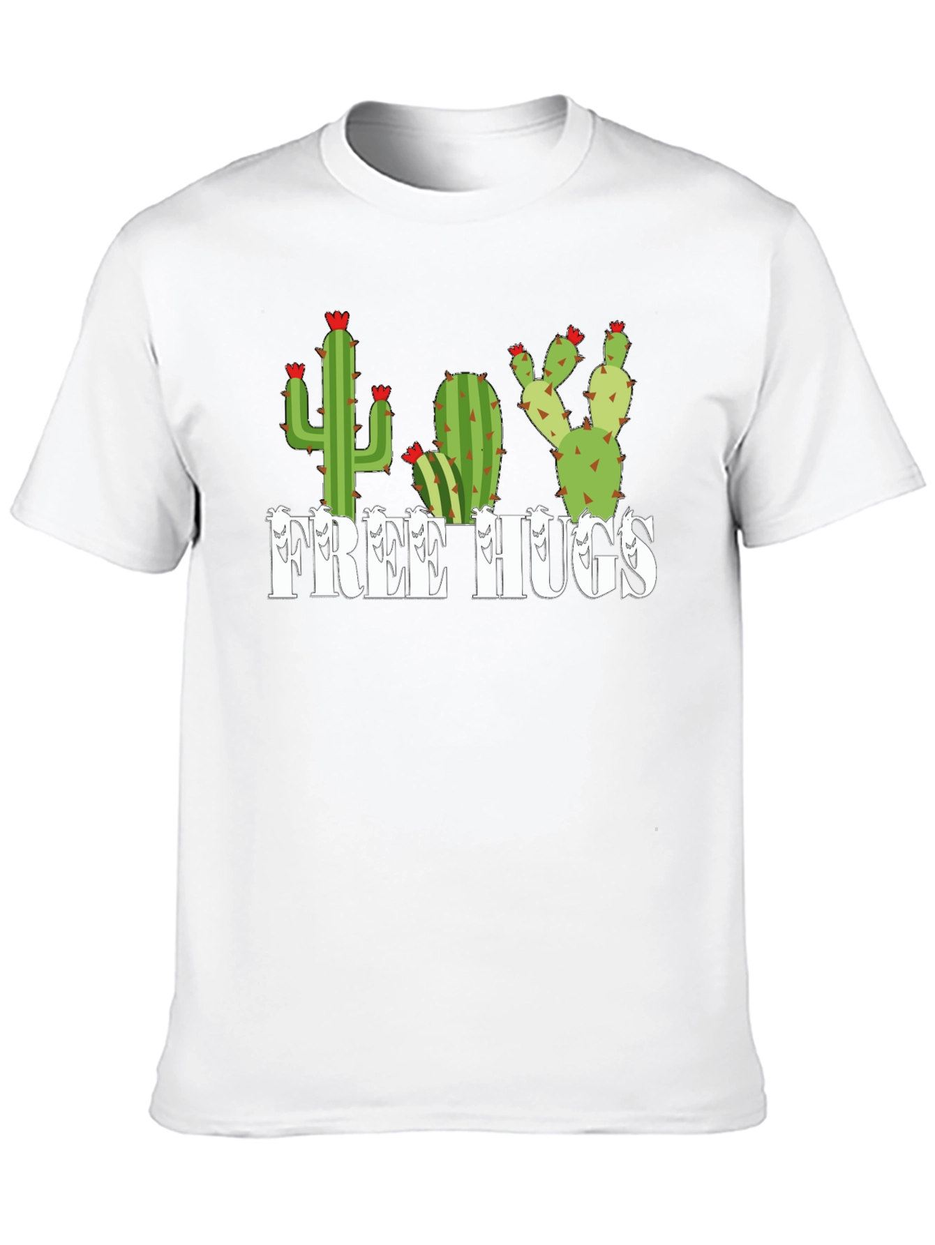 Free Hugs Cactus Graphic Tee - Black Unisex Shirt